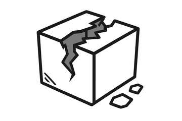 Broken box thin line icon. Damaged package or parcel concept. Cracked, destroyed cardboard container symbol for delivery service, shipping, logistics. Fragile cargo problem.