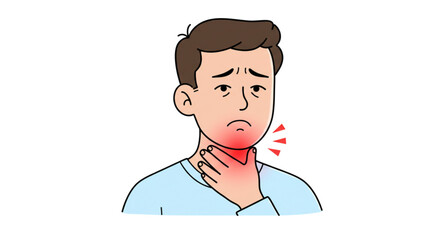 Man feels uncomfortable with his throat