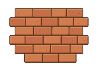 Obraz premium Red brick wall vector illustration in flat cartoon style. Building material background or texture for graphic design. Old masonry pattern element for construction or games.