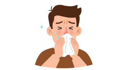 sick woman blowing her nose
