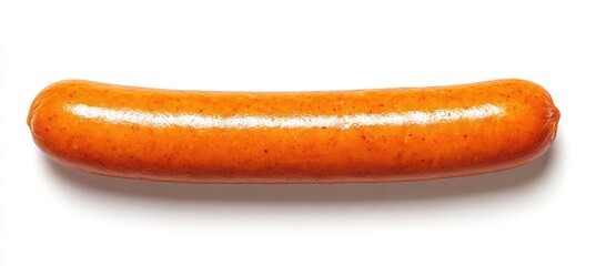 Single whole hot dog, top-down view
