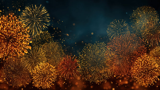 Colorful Chinese New Year fireworks with blank space for festive message