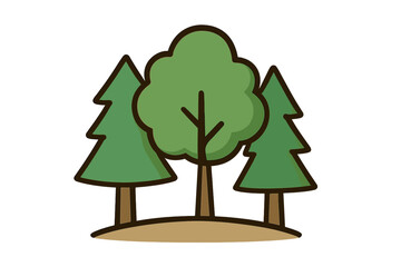 Forest and park trees icon set. Simple vector cartoon illustration of pine, fir, and deciduous tree. Natural landscape symbol for web, apps, or print. Environment and ecology concept.