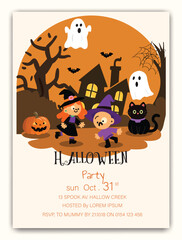 Witch&rsquo;s Night Out &ndash; Cute Halloween Party Invitation Design