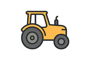 Naklejka premium Tractor icon agriculture symbol. Farm vehicle for cultivation. Farming equipment pictogram. Harvest machinery concept. Rural transport illustration. Agricultural work sign flat vector.
