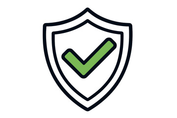 Shield with check mark vector icon. Concept for security, protection, warranty, and guarantee. Approved, certified, verified sign. Symbol of safety, trust, and data validation.