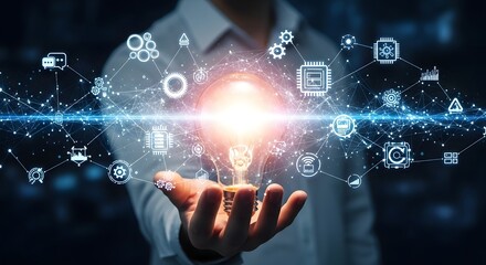 Illuminating Innovation A Networked Hand Holds a Bright Idea, Technology & Solutions