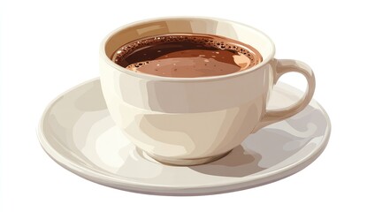 A creamy cup of coffee on a saucer