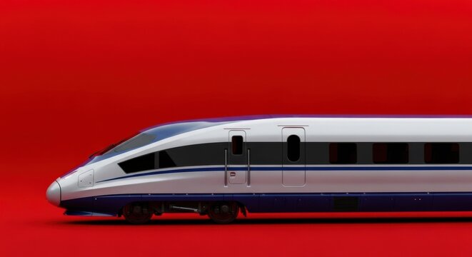High-Speed Train Illustration A Sleek, Modern Transportation Design on Red Background