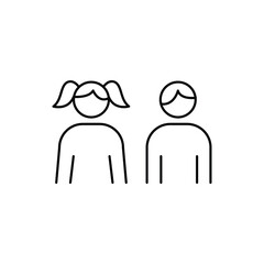 Children Toilet Icon, Boy and Girl Silhouettes, Kid Restroom Thin Line Vector ? Editable Stroke Illustration.eps