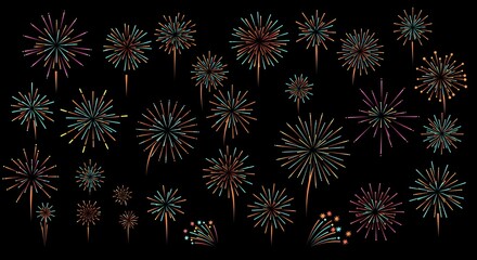 Fireworks display against black background