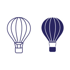 Obraz premium Two stylized illustrations of hot air balloons showcasing contrasting outline and filled designs