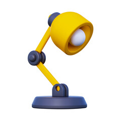 Yellow Table Lamp with Gray Accents on Transparent Background 3D Rendered Minimalist Design Object Isolated for Product Presentation and Interior Decor