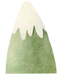 Watercolor Illustration of a Mountain with Snow 