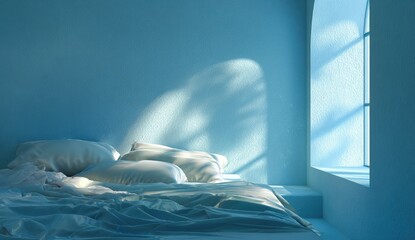 Light-filled azure bedroom