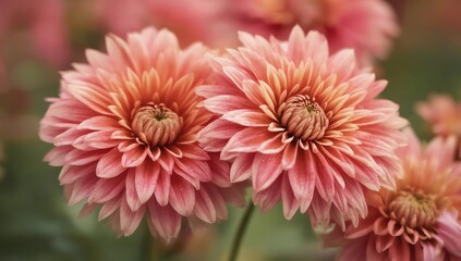 Photograph of a coral colored dahlia in the garden