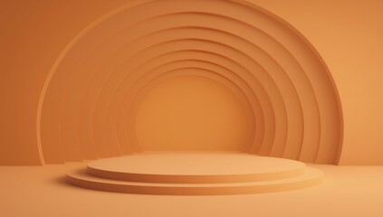 Obraz premium podium de présentation, fond orange - rendu 3d
