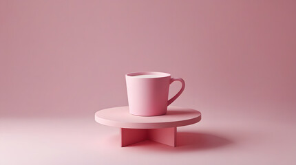 Trendy Pastel Pink Aesthetic with Cup of Milk