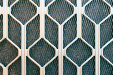 metal grid background of security screen door