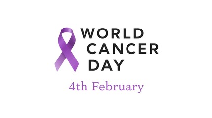 World cancer day awareness ribbon on february 4th isolated on white background for support and solidarity against the disease and illness