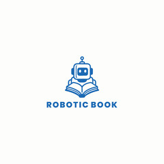 Robotic book logo vector icon illustration