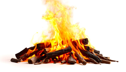 A Realistic Image of a Vibrant Campfire with a Pile of Burning Wood