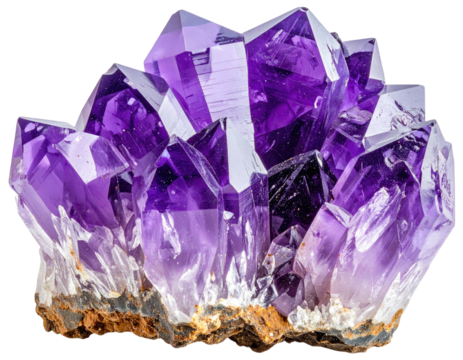 Cluster of amethyst crystals