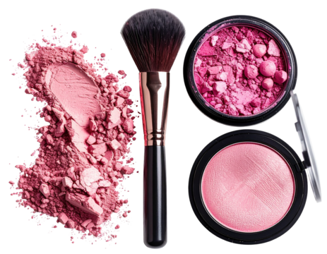 Crushed blush powder and brush