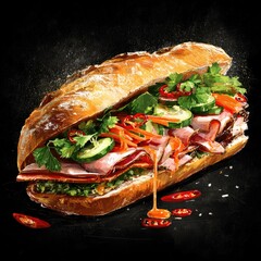 Colorful Banh Mi Sandwich