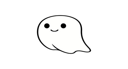 cute ghost illustration friendly spirit with a kawaii smile floating playfully ideal for halloween kids designs and festive greetings.