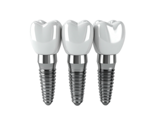Dental implants, three teeth