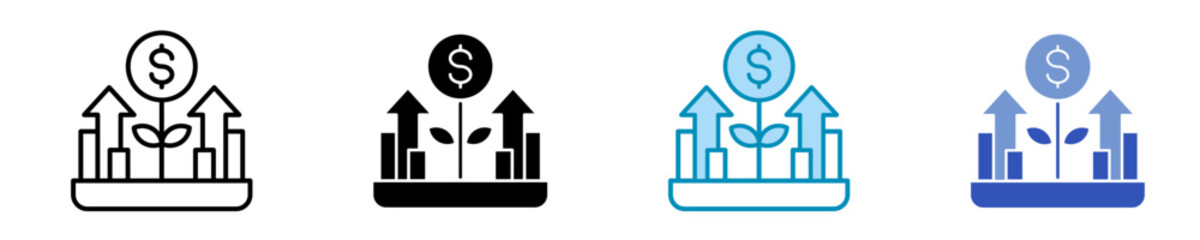 Growth Icon Set Multiple Style Collection	