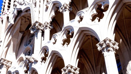 Intricate Gothic Architecture Detail Close Up Sunlight.