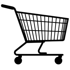 Shopping cart silhouette icon. Black vector illustration perfect for ecommerce, retail, supermarket, online store concepts. Clean simple trolley symbol for web and app design.
