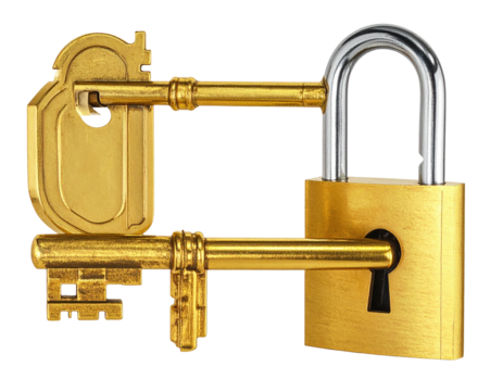 Gold keys and a padlock