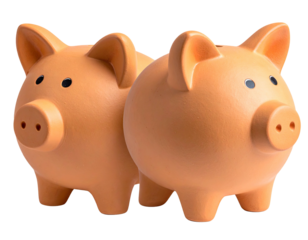 Two light orange piggy bank figurines