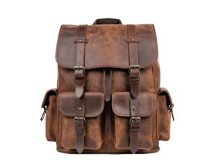 Brown leather backpack