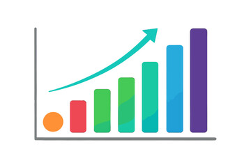 Business bar chart with arrow up. Concept of financial growth, success, progress. Infographic data visualization. Statistics diagram for presentation. Vector analytics report element.