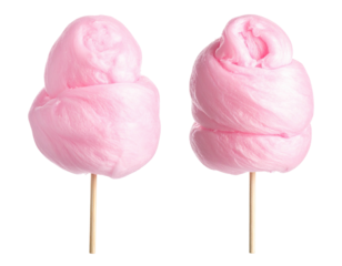 Two pink cotton candy treats on sticks