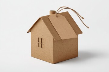 Cardboard house with blank tag