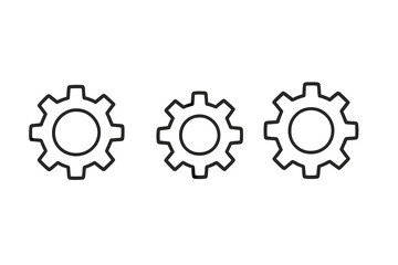 Gear line icon set. Cogwheel symbol for settings, configuration, and preferences. Trendy flat style for website design, logo, app, UI. Mechanical process and support concept.