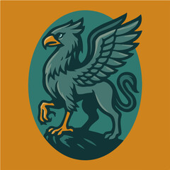 Noble Griffin Emblem With Wings And Talons Fantasy Heraldic Crest Vector