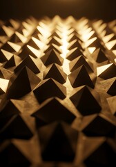 Geometric pyramids arranged in an intricate pattern with warm illumination