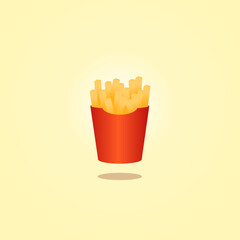 French fries vector illustration isolated on yellow.