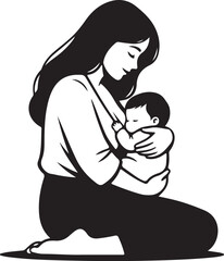 Tender Moments A Mother's Love Captured in Black and White