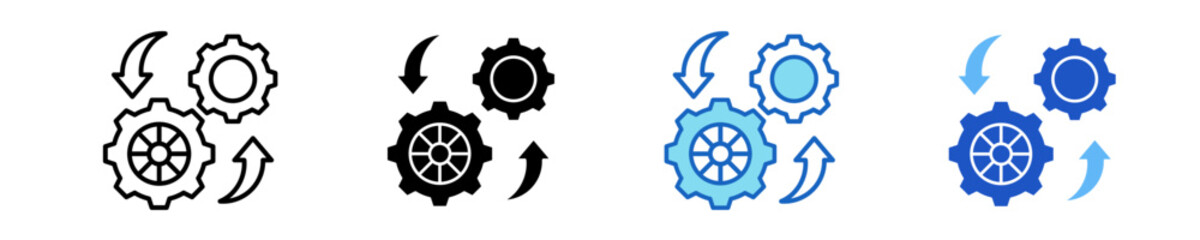 Gear Icon Set Multiple Style Collection	