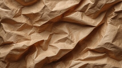 softly crumpled recycled kraft paper, warm brown shade, realistic folds and grain 