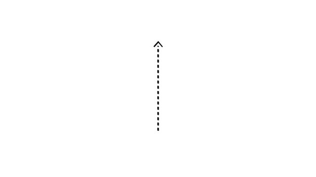 up pointing dotted arrow icon sign animation with alpha channel white background minimal motion graphic black arrow direction 4k video loop.
