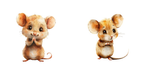 cute mouse watercolor vector illustration