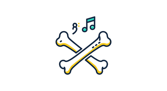 musical crossbones design bones crossing with music notes illustration creating a playful yet edgy vibe ideal for music-themed halloween events